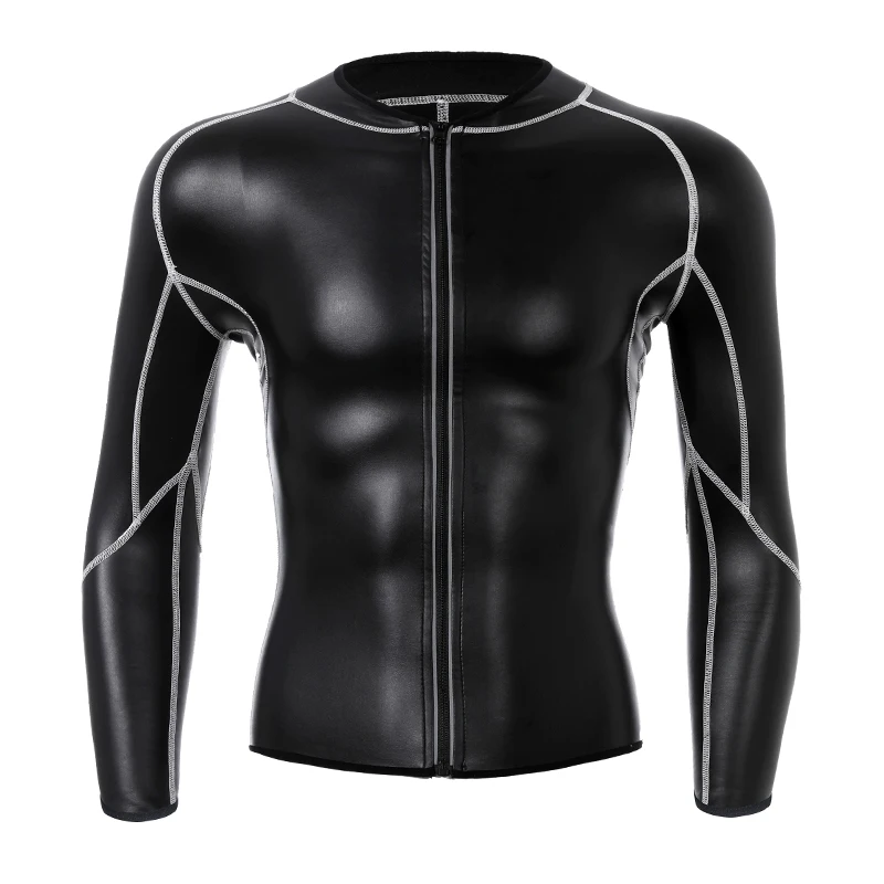 Mens T-Shirt Faux Leather Long Sleeve Tops Slimming Shirt Body Shaper Waist Trainer White Splicing Leather Jackets Leather Pants