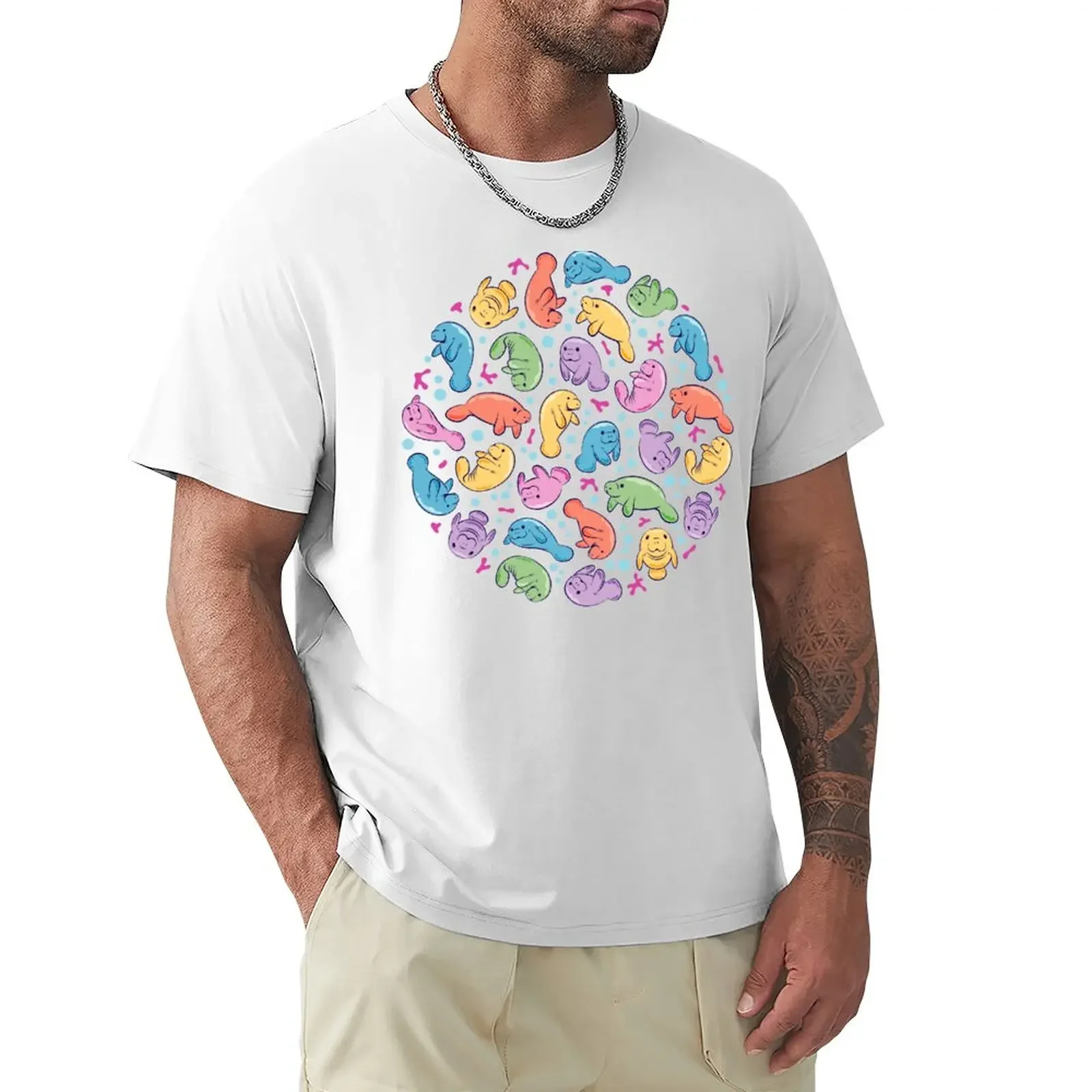 

Cute Manatee Pattern - Colorful Underwater Pattern T-Shirt Short sleeve tee oversized heavyweights men t shirt