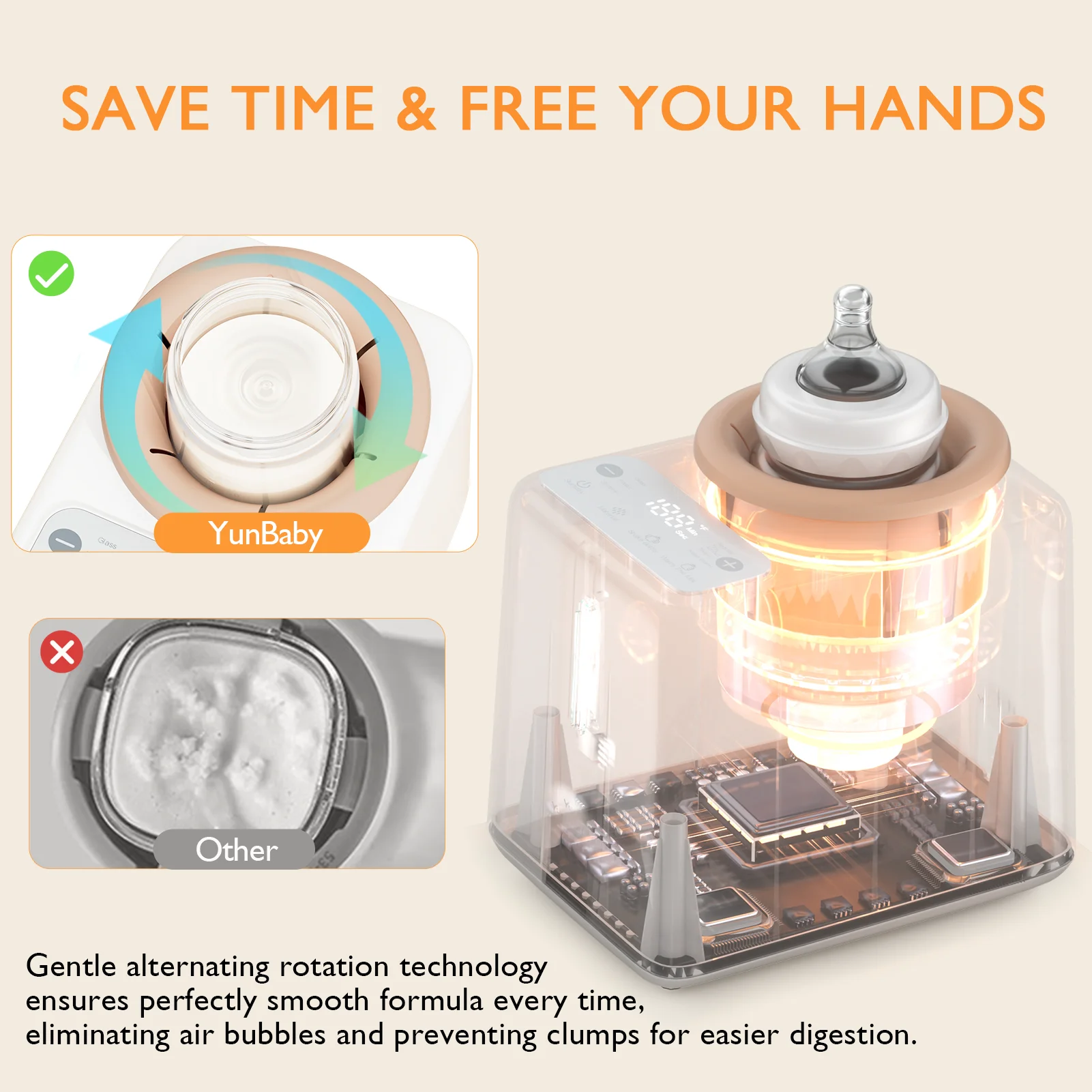جهاز تسخين الزجاجات بدون ماء من YunBaby - تسخين سريع، دوران تلقائي، تشغيل هادئ، مدمج وسهل التنظيف #6