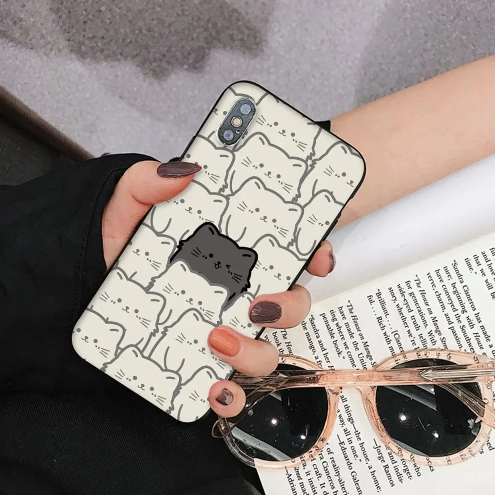 

Black And White Couple Cat Phone Case Suitable For Iphone 15 13mini 12promax 12pro 11 Cute Cat Painted Anti Fall