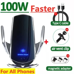 100W Wireless Car Charger Magnetic Car Phone Holder For iPhone 15 14 13 Pro Max Xiaomi Samsung Fast Charging Wireless Chargers