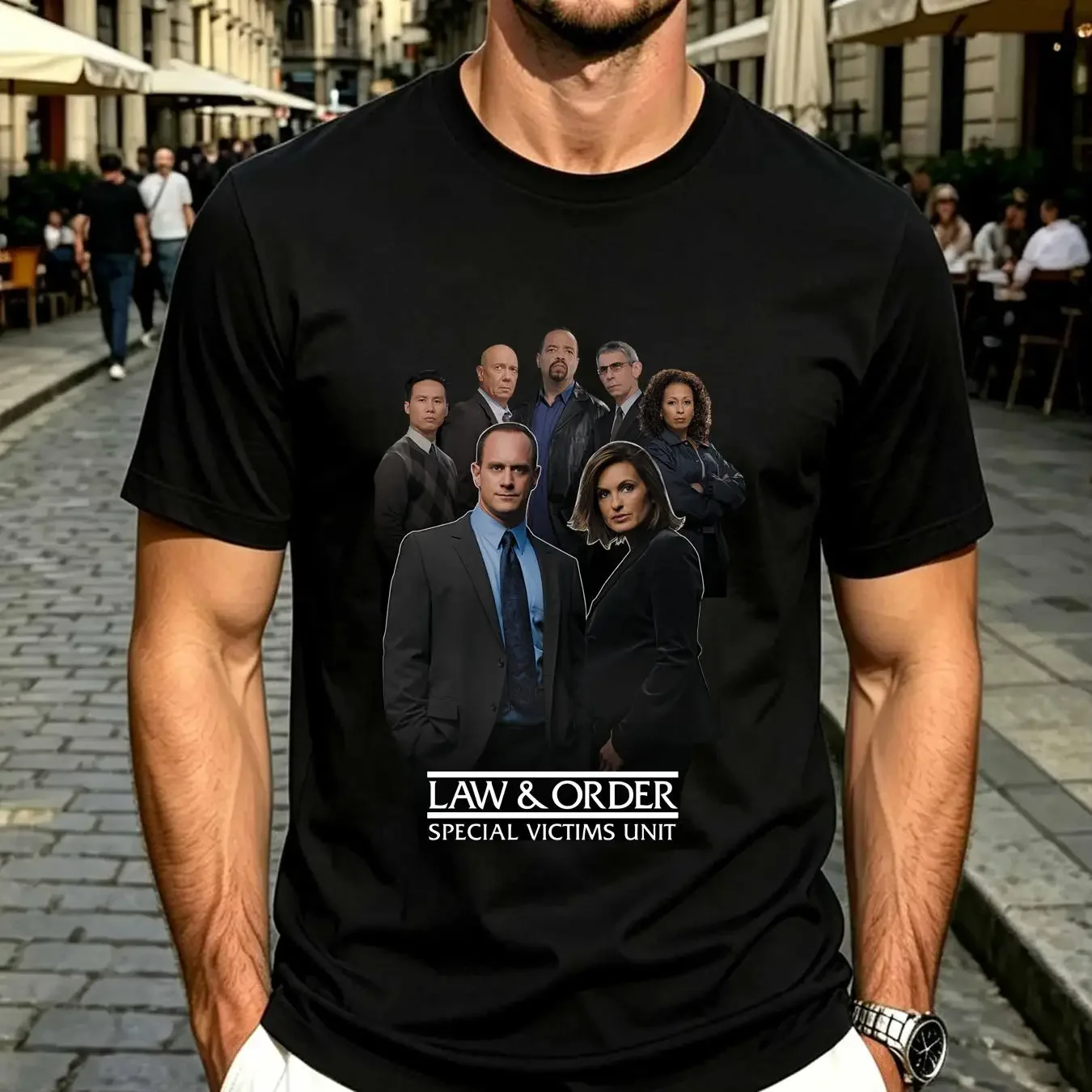 washed T Shirt Law and Order SVU Team Men's Regular Fit long or short sleeves vintage Washed graphic Versatile fashion