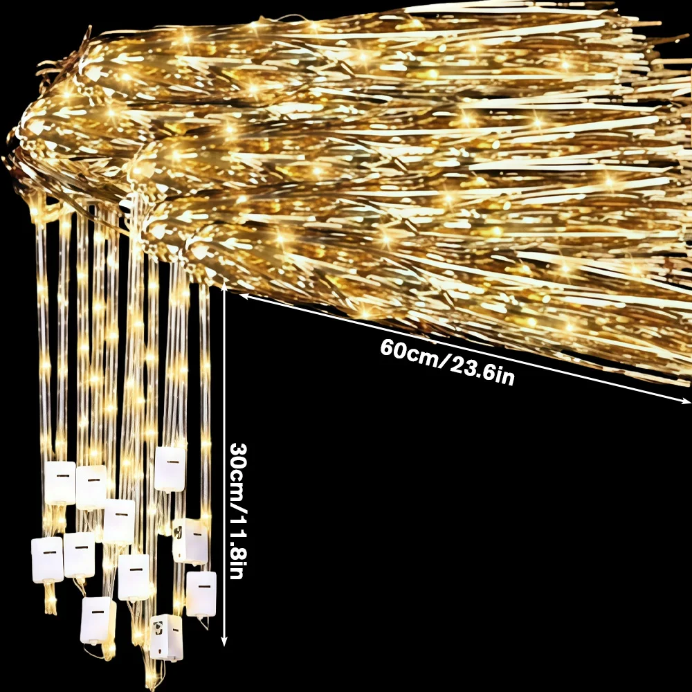 

10pcs Sparkling Tinsel LED Wand – Light-Up Wedding Wands with Streamers for Parties, Birthdays, and Wedding Celebrations