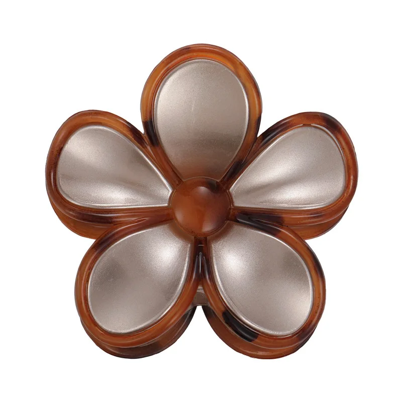 مشبك مخلب شعر رائع على شكل زهرة كهرمانية مكون من مادة الأكريليك، مثالي لأداء أنيق وإضافة ساحرة إلى مظهرك