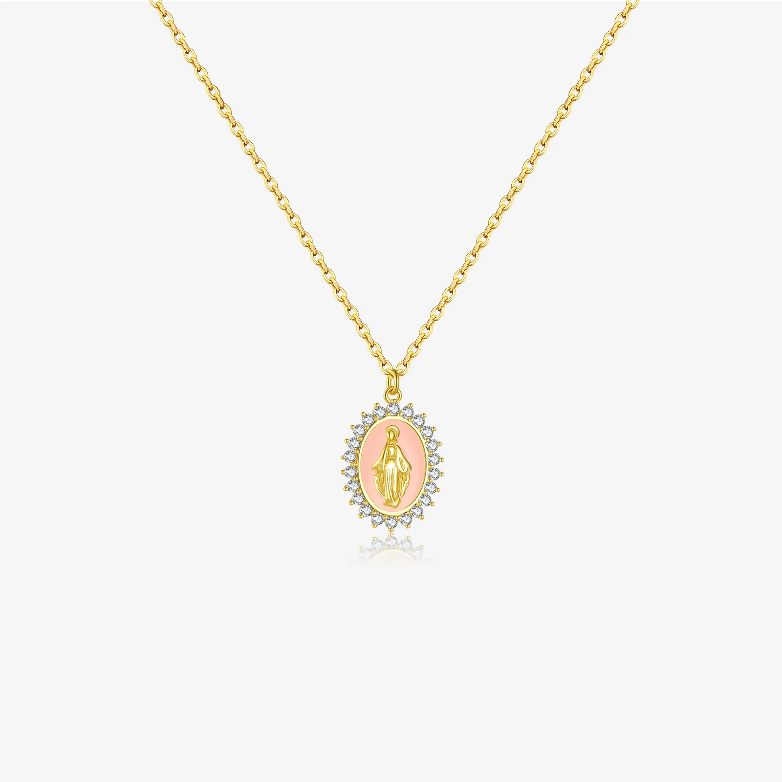 VEWANT 925 فضة تشيكوسلوفاكيا الأبيض الوردي المينا ماريا قلادة سلسلة طويلة المختنق قلادة 2025 عيد ميلاد فاخر جديد غرامة مجوهرات #1