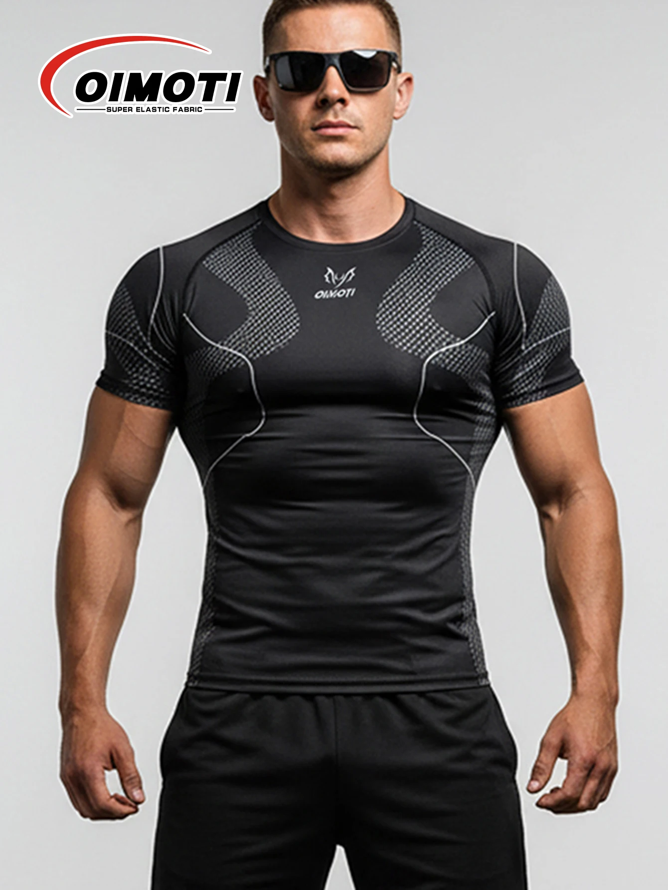 Men's Quick Drying Compression Running T-Shirt Sports Fitness Short Sleeve Gym Jersey Elastic Tight Fitness Clothing