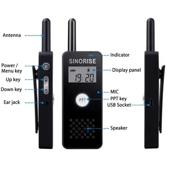 เครื่องส่งรับวิทยุวิทยุขนาดเล็ก Sinorise 3 แพ็ค เครื่องส่งรับวิทยุแบบใช้มือถือกําลังสูง เหมาะสําหรับการจัดเลี้ยง/ผู้ป่วย/ความงาม ทําผม และอุตสาหกรรมการบริการอื่น ๆ