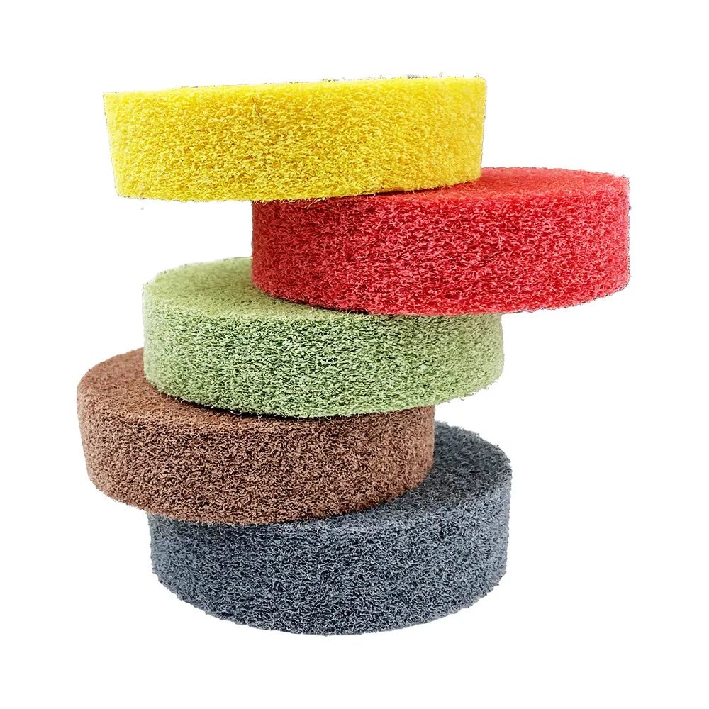 75mm Diameter 3-Inch Non-Woven Polishing Wheel Nylon Fiber Wheel for Small Bench Mill Grinding Machine Rotary Tool