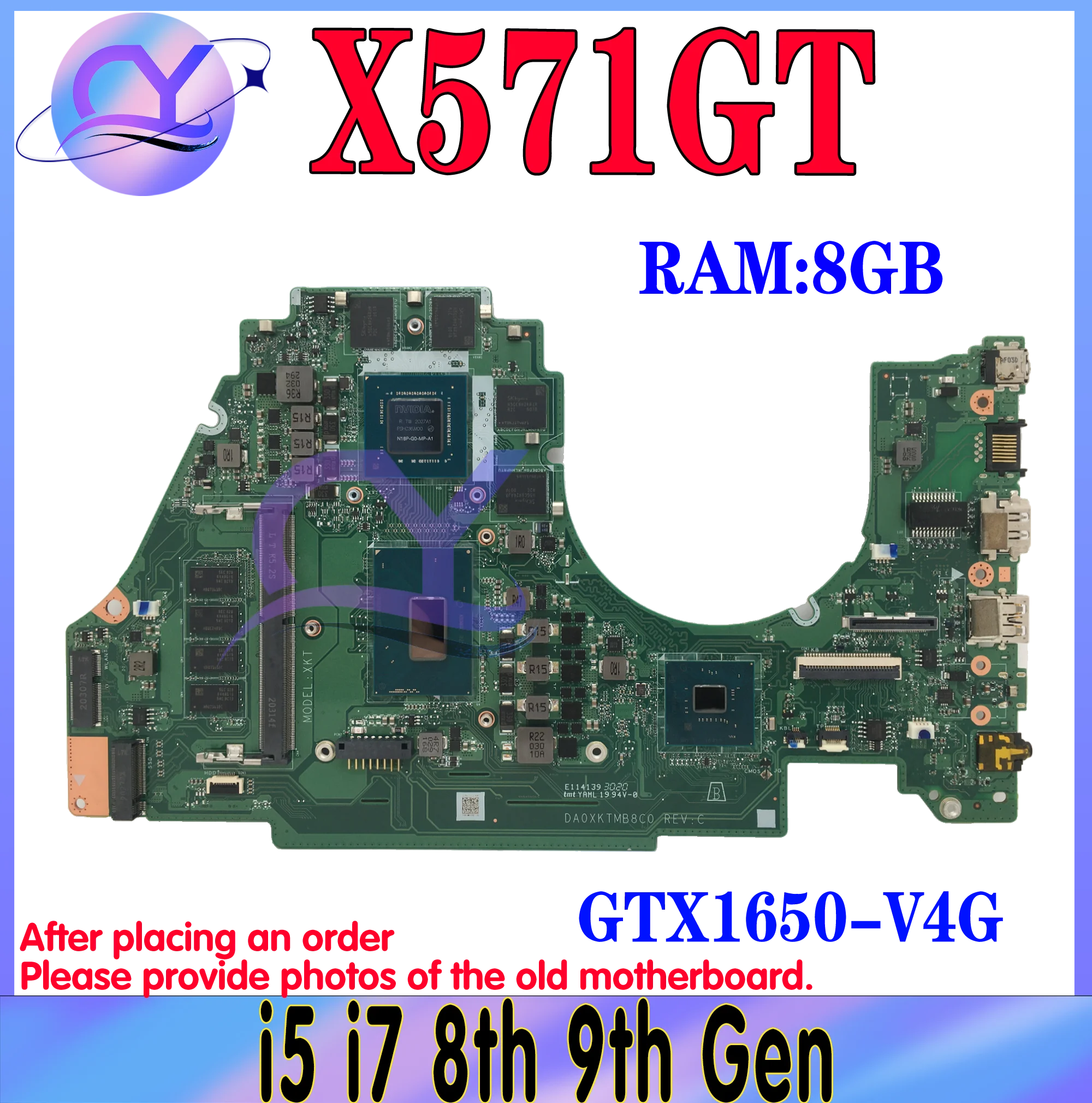 KEFU VX60G Mainboard For ASUS X571GT X571GD R571G F571G K571G YX571G A571G Laptop Motherboard i5 i7 8th/9th Gen RAM-4GB/8GB