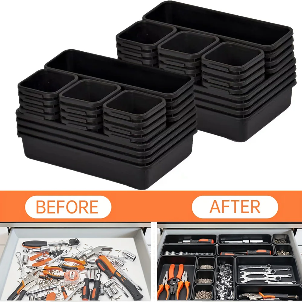 Tray Dividers Set Drawer Organization 26/32/45pcs Tool Tray Tool Box Organizer Workbench Cabinet Bins Tool Chest Garage Hardware