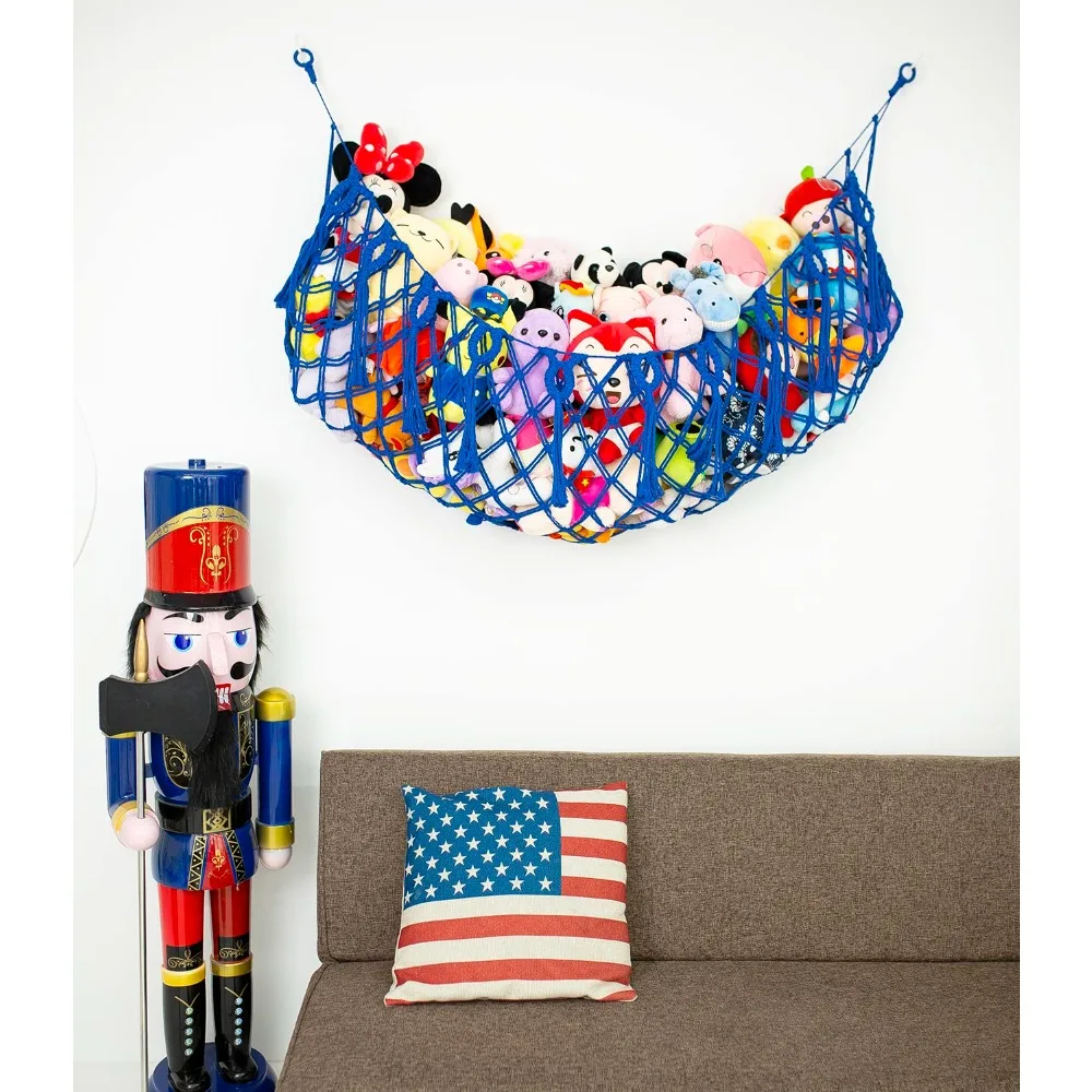 Stuffed Animal Net or Hammock for Flat Wall Mounted Handmade Macrame Toy Display Hanging Plush Toy Net for Stuff Animal Storage