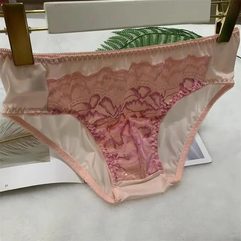 

Lace Silky Convex Pouch Men's Sexy Briefs Smooth Soft Fabric Sissy Panties Comfortable Breathable LGBT Intimates lingerie