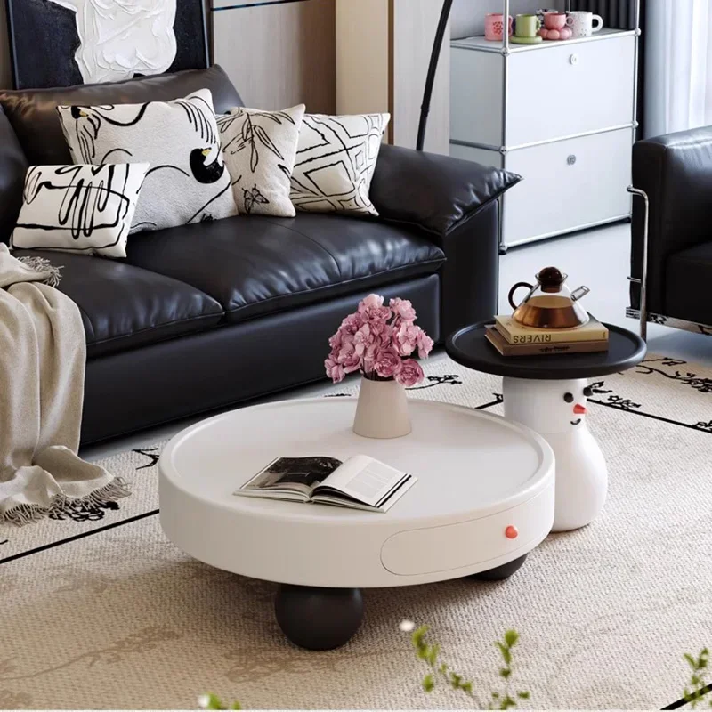 Interior Fashion Coffee Table Simple Decoration Round White Relaxing Events Side Table Cute Save Space Couchtisch Home Furniture
