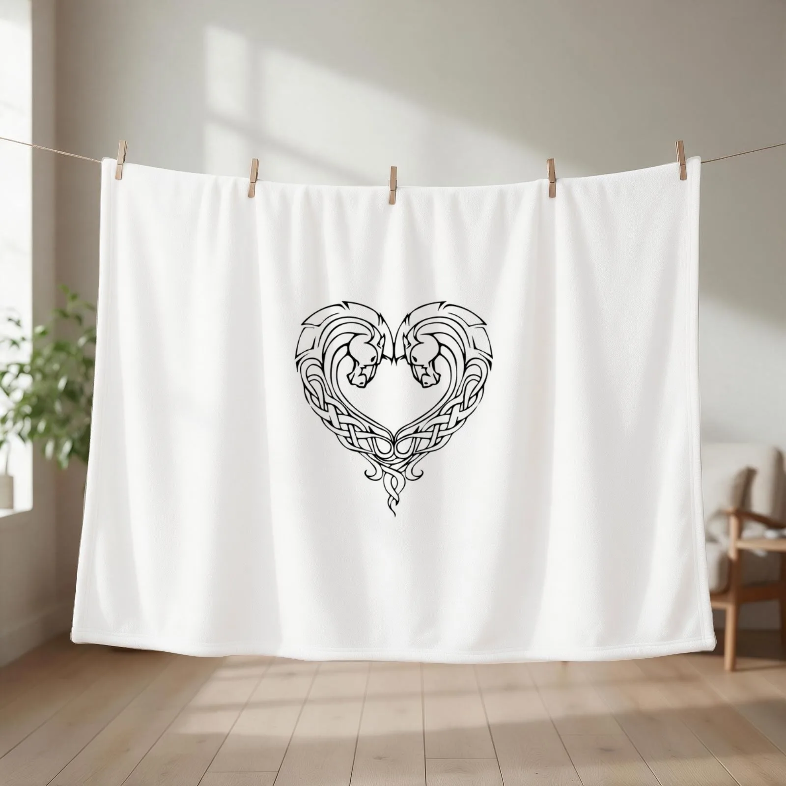 New Celtic Horse Heart Throw Blanket couch cozy soft plush fuzzy picnic outdoor blanket