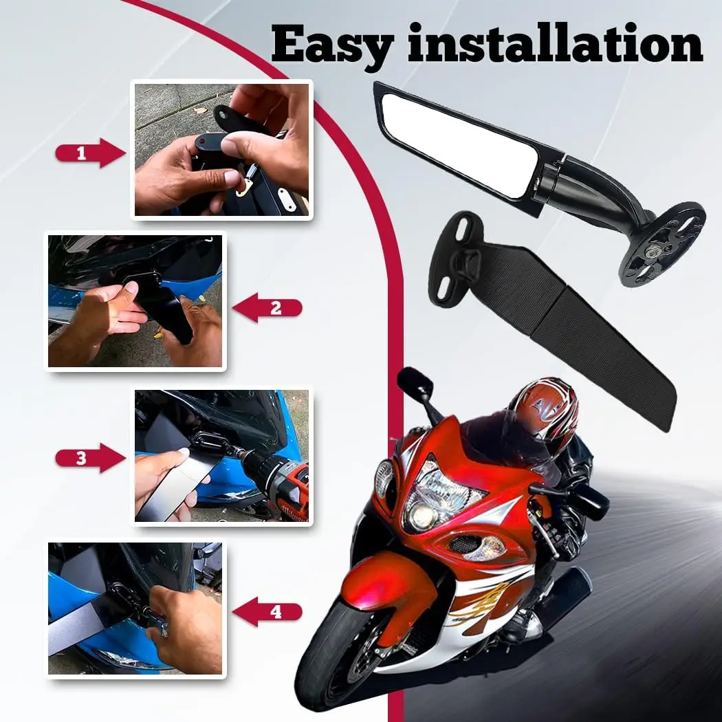 Motorcycle Mirror Modified Wind Wing Adjustable Rotating Rearview Mirror For Ducati Aprilia Honda Suzuki Yamaha Kawasaki BWM KTM image 2