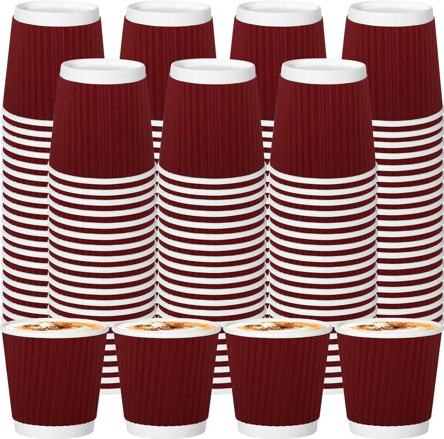 

120 Pack Paper Espresso Coffee Cups, 4 oz Disposable Coffee Cups,Corrugated Insulated Ripple Wall, Paper Ripple Cup for