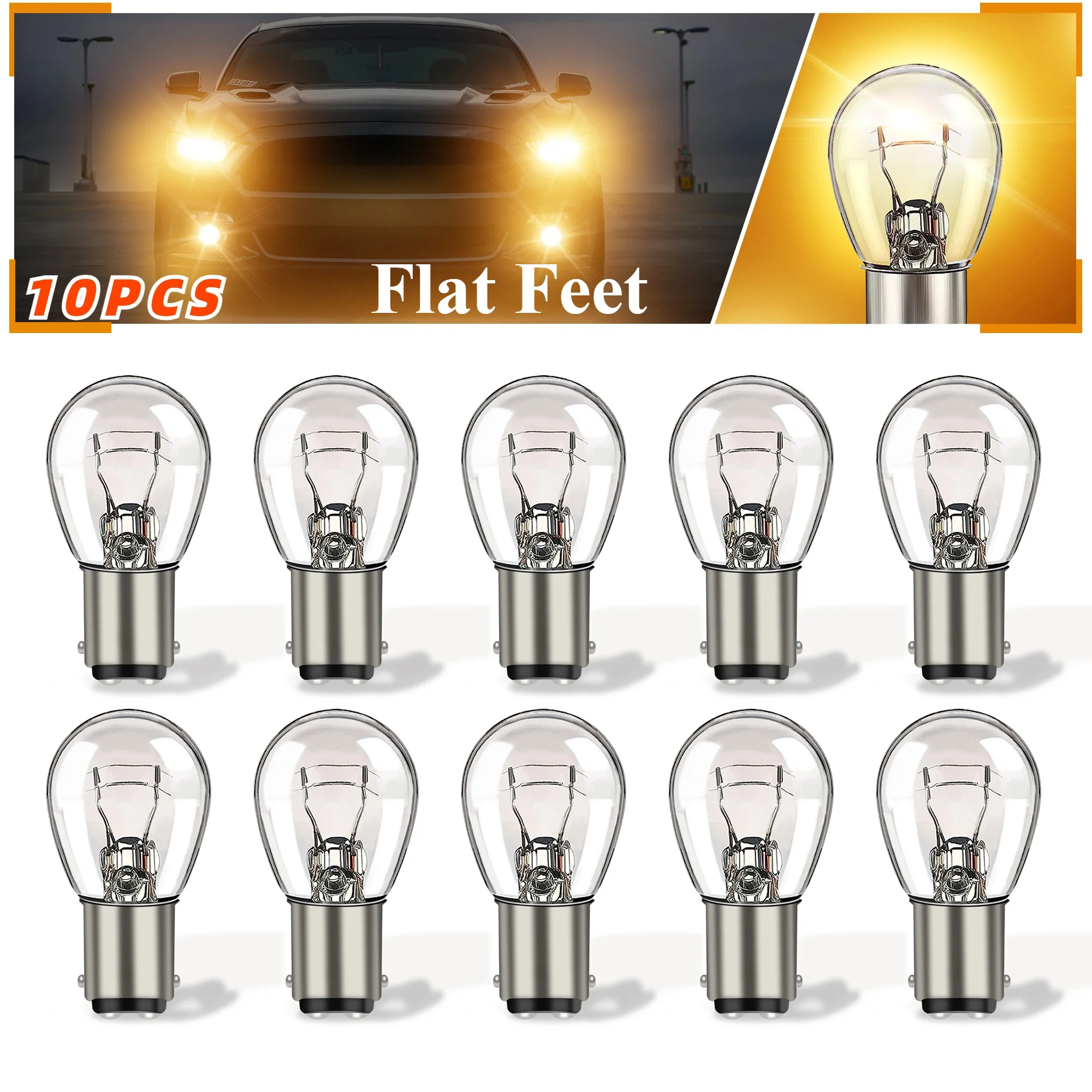 10PCS 12V 1157 Bulb Brake Light Bulbs Flat Feet Twin Filament Turn Signal Bulb Replacement For Marker Tail Running Parking