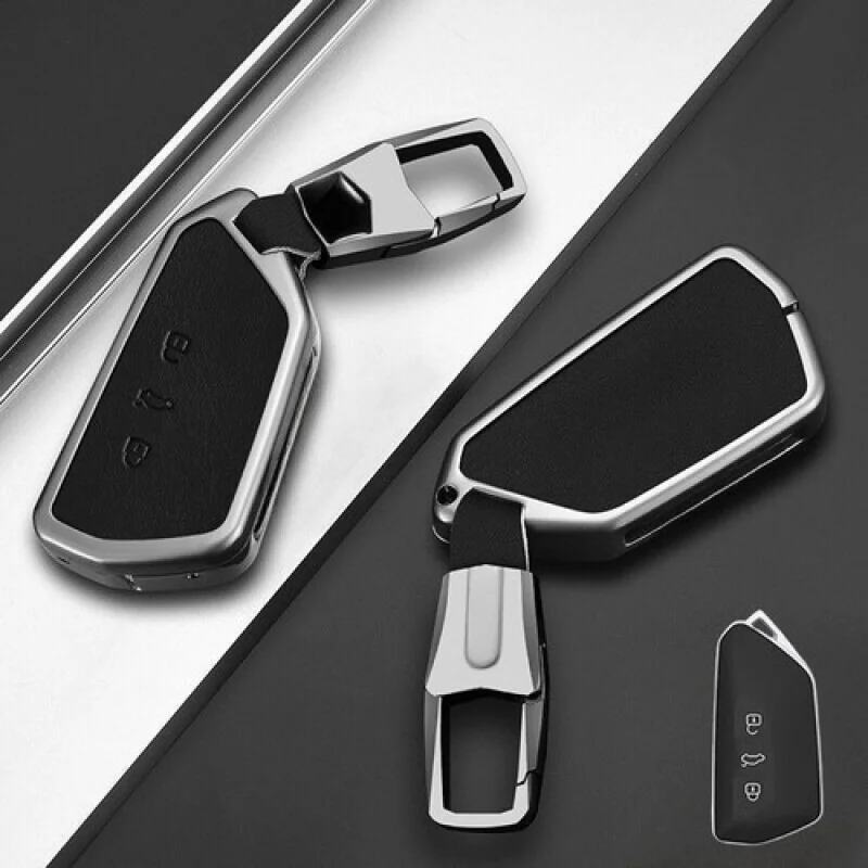 A + غطاء حافظة مفاتيح السيارة من الجلد من سبائك الزنك لمقعد VW ID.3 ID.4 Golf 8 Mk8 GTI GTD R #3