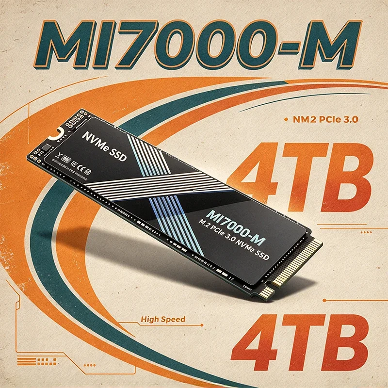 New 2026 MI7000-M High Speed SSD Internal Solid State Drive for Laptop Desktop PC - M.2 NVMe PCIe 3.0 500GB 1TB 2TB 4TB Options