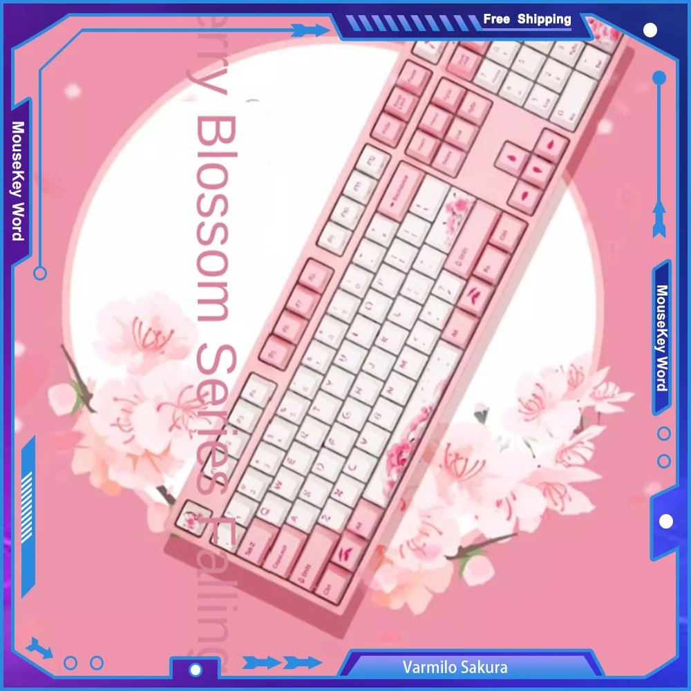 

Varmilo Sakura Mechanical Keyboard Wired Falling Cherry Girls Office Gaming Static Capacitor RGB Mechanical Keyboard Pbt Keycap