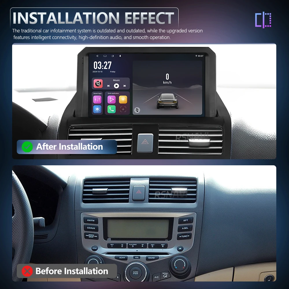 Android 16 Carplay Car Radio For Honda Accord 7 2002 2003 - 2007 Multimedia Video Player Navigation GPS Stereo 2Din DVD WIFI+4G