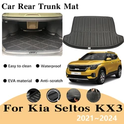 For Kia Seltos 2023 2021~2024 KX3 Car Rear Trunk Floor Mats Waterproof Boot Cargo EVA Trunk Carpet Storage Pads Auto Accessories