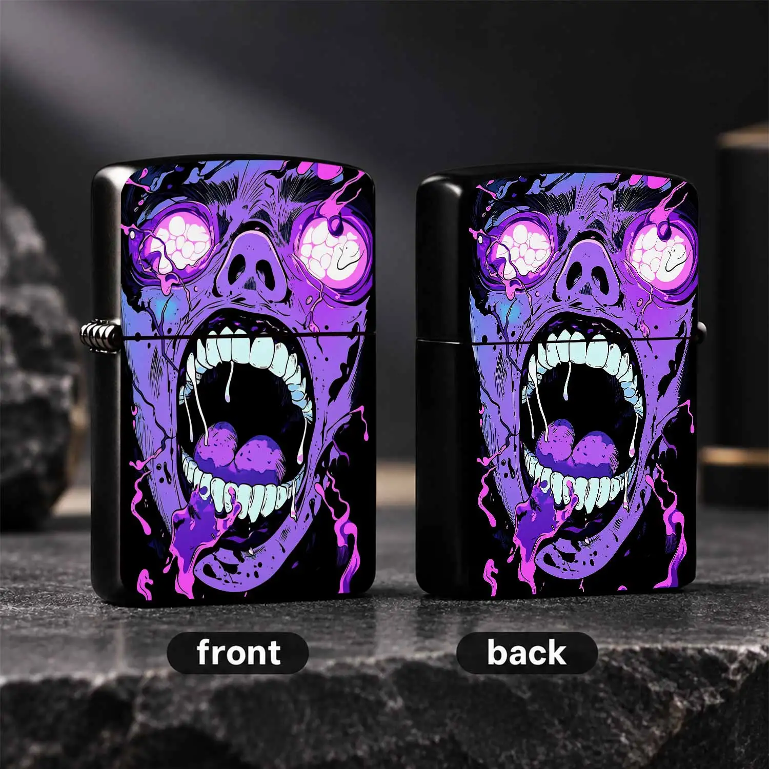Trendy Psychedelic Purple Grotesque Face Lighter, Creative Dripping Slime Comic Art Stylish Portable Igniter, Multi-Scenario Practical Daily Carry Accessory, Unique Cool Gift For Street Culture Enthusiasts, Distinctive A Humorous And Intere