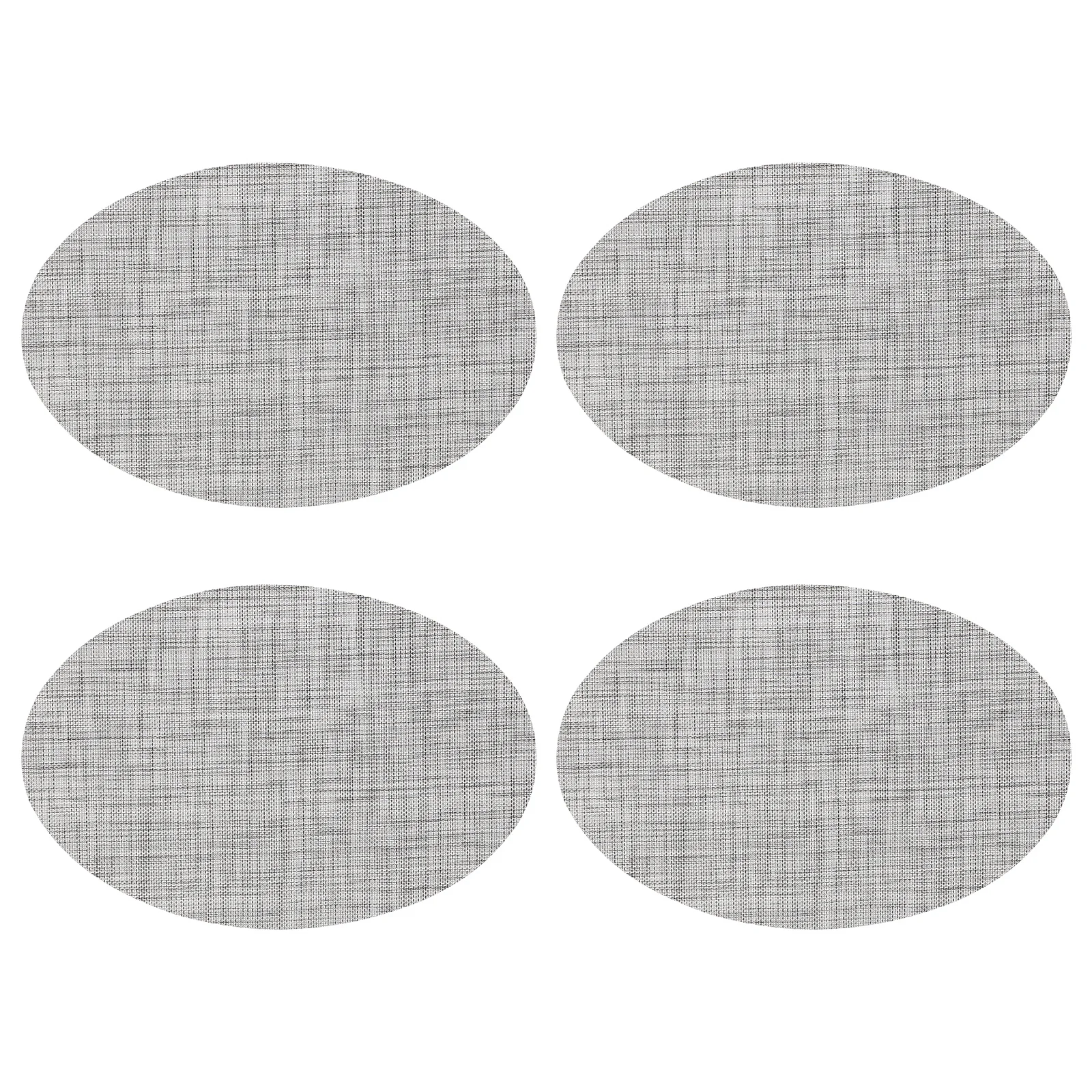 

4Pcs Insulating Table Mat Oval Washable Thickened PVC Desk Mat Heat Resistant Coffee Cup Fork Tabletop Protector Grey