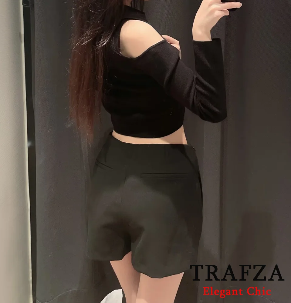 TRAFZA-Women Fashion High Waist Culottes Slim Vibrant Colorways Zipper Culotte New Spring Summer Casual Versatile Daily Culottes