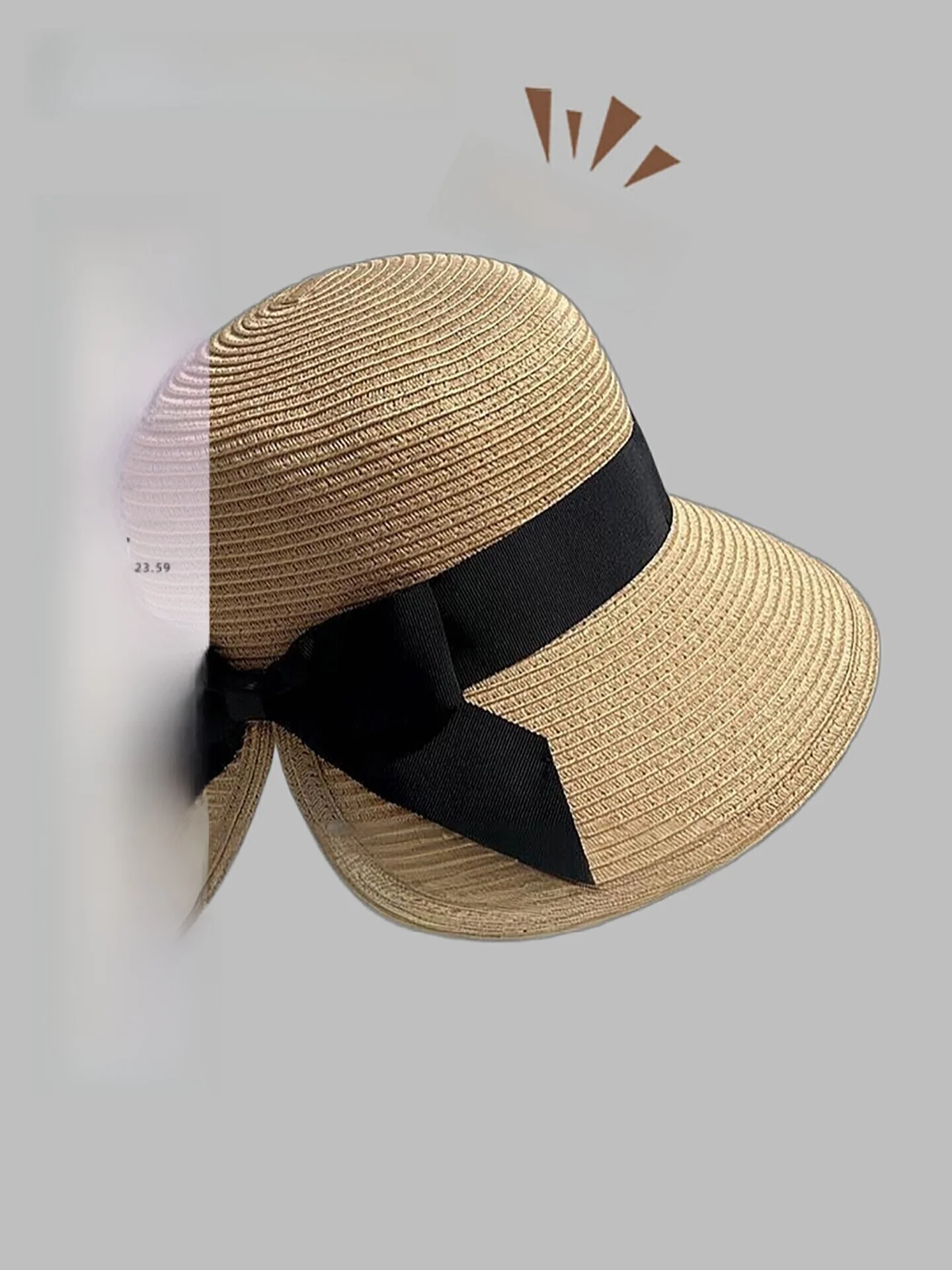 summer-new-knot-straw-hat-women's-large-brim-hat-beach-vacation-hat-small-face-foldable-sun-protection-hat