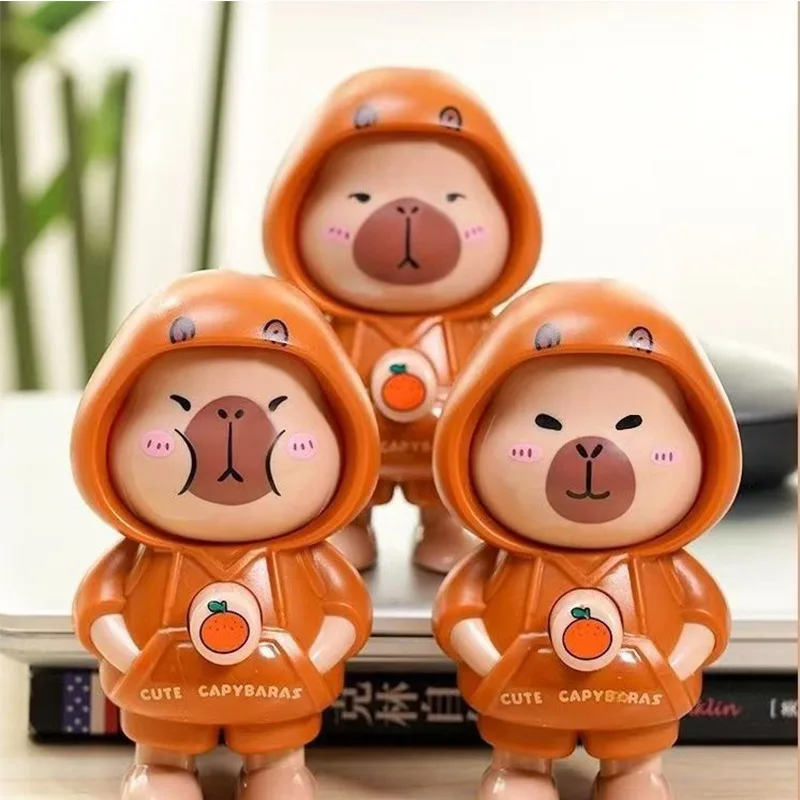 1-10PCS Capybara Flipping Face Keychain Cartoon Toy Stress Relief Fidget Keyring Creative Backpack Charm Cute Gift for Students