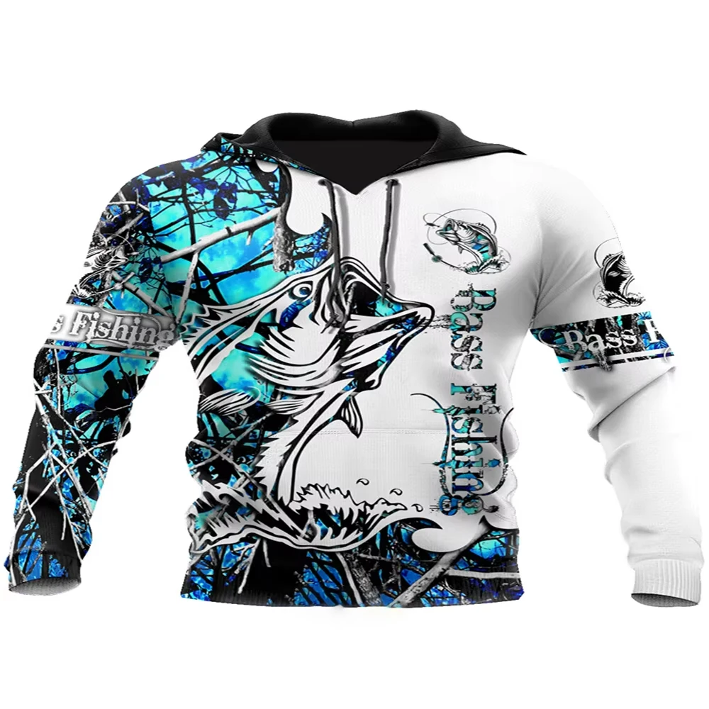 الحيوان باس مارلين الصيد فيشر كامو ثلاثية الأبعاد طباعة الرجال هوديي النساء هوديس موضة الشارع الشهير Harajuku طفل هوديي الرجال الملابس