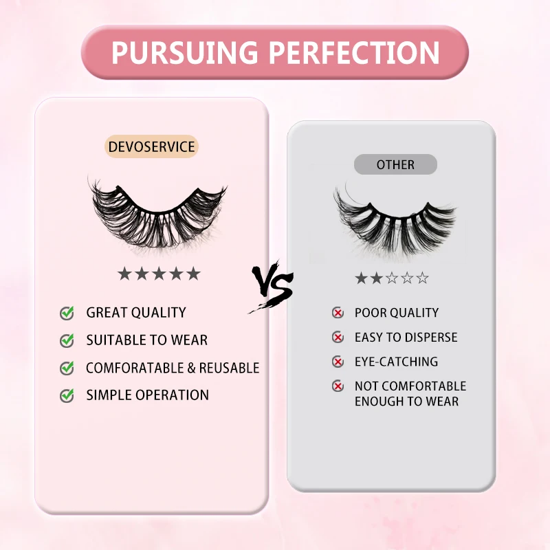 DEVOSERVICE 6 Pairs Fluffy Mink Lashes DD Curl Short Eyelash Thick Natural Slender Russian False Eyelashes Extension Supplies