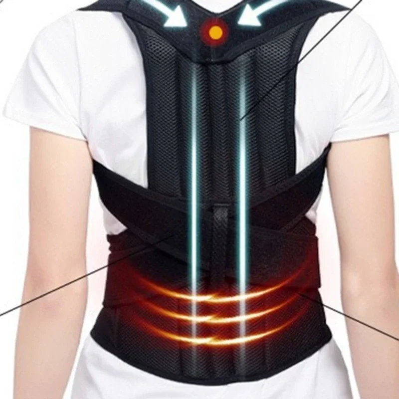 

Back Posture Corrector Heavy Duty Support Adjustable for Back Pain Relief Scoliosis Prevention Gym Office Daily Use Black