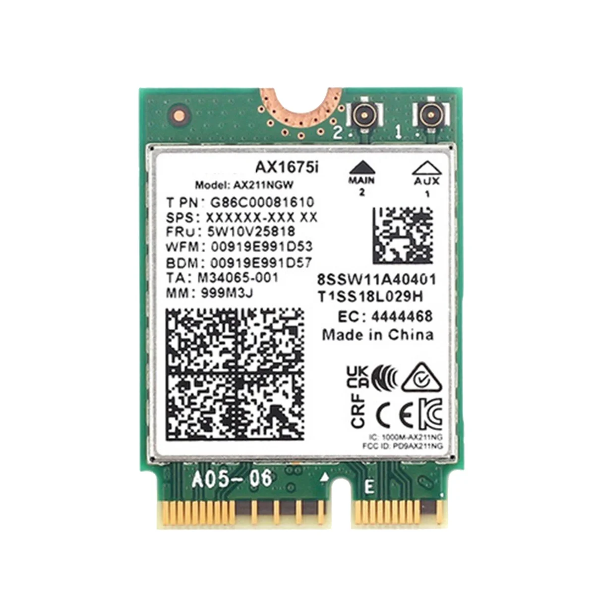 

AX1675I WIFI Card WiFi 6E M.2 Key E CNVio 2 Tri Band 2.4G/5G/6Ghz Wireless Card AX211 for Bluetooth 5.2 Support Win 10