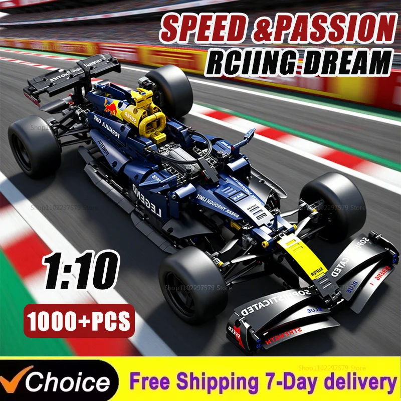 جديد التقنية 1000 + قطعة سيارة سباق السرعة اللبنات 1:10 مقياس DIY بها بنفسك الحصري تحصيل نموذج عرض مفصل مجموعات الكبار