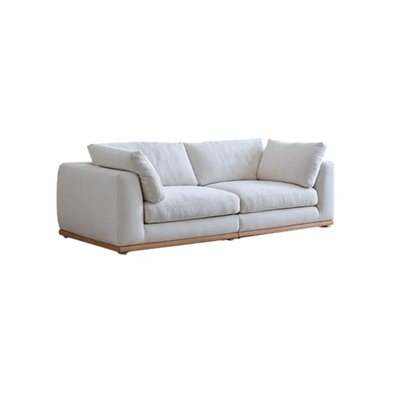Rhine sofa wabi-sabi wind summer linen sofa straight row log removable washable cotton and linen fabric cream wind down sofa