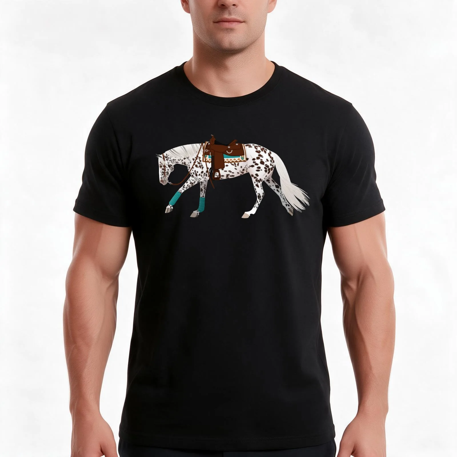 Leopard Appaloosa Reining Horse - Equine Rampaige T-Shirt Summer Casual Cotton Tee Oversized Streetwear Tops Unisex Men Women