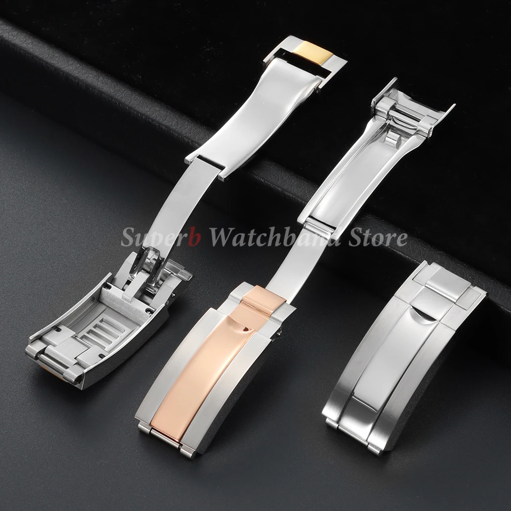 9x9mm Watch Band Glide Clasp for Rolex DAYTONA SUBMARINER GMT Yacht-Master Stainless Steel Fine-tuning Pull Button Watch Buckle