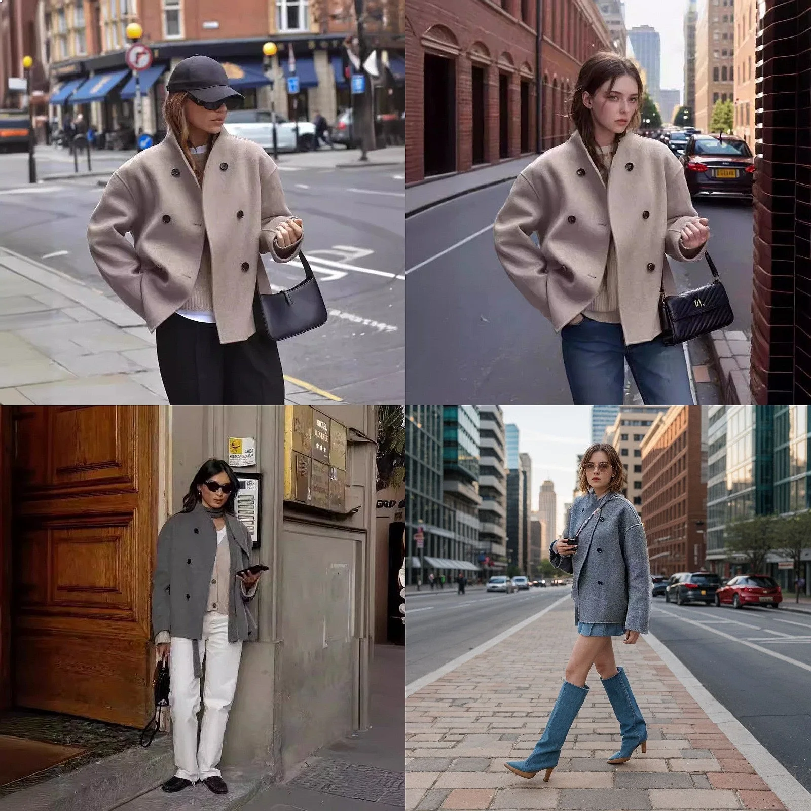 

Ladies Double Breasted Wool Coat Trench Jacket Outerwear Spring Autumn Casual Elegant Overcoat