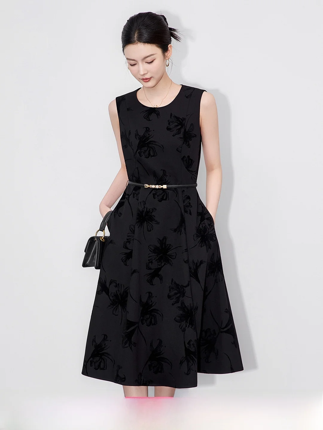 

Fce Floral Embroidery Slim Fit Dr round Ne Svel High Waist Luxury Sle Women's Autumn Winter New Faion A-Lin...