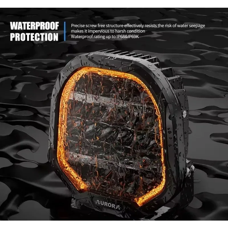 

Factory New Arrival Aurora 9 Inch Off Road Lights Amber Car Auto Off Road Lights Round Led Driving Light