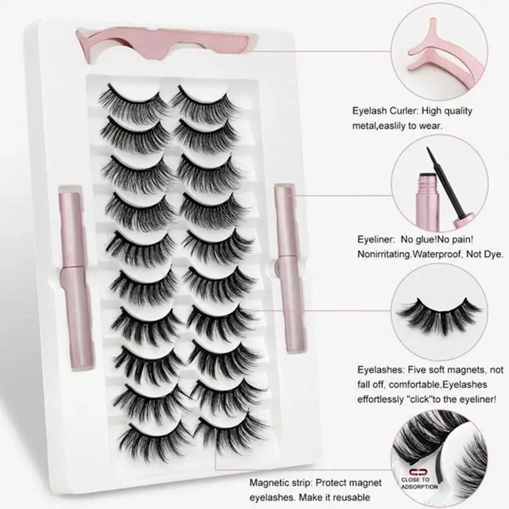 3d Nerts Magnetische Wimpers Waterdichte Duurzame Magneet Pincet Handgemaakt Herhaald Gebruik Make-Up Extensie Valse Wimpers Set