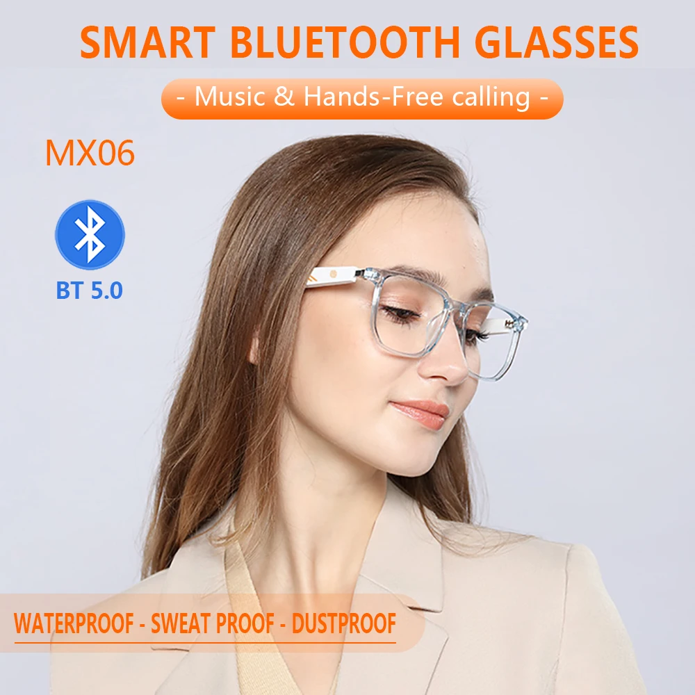 Wireless Bluetooth Smart Glasses 5.0 TWS Call Music Headset Glasses Replaceable Lenses Anti-blue Light Waterproof Sports Driving