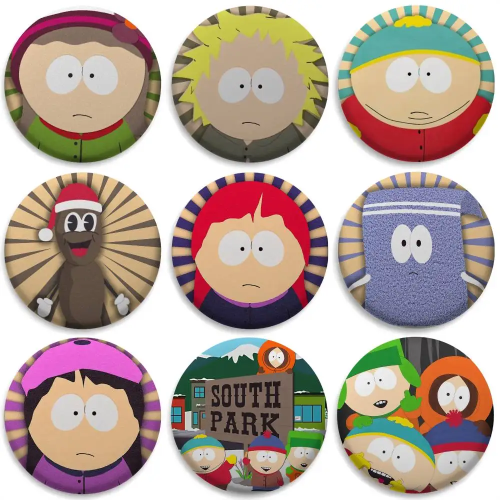 

Cartoon Classic S-South P-Park Badges Round Exquisite Badge Brooches Creative Pins For Clothes Hat Backpack Gift Accessories