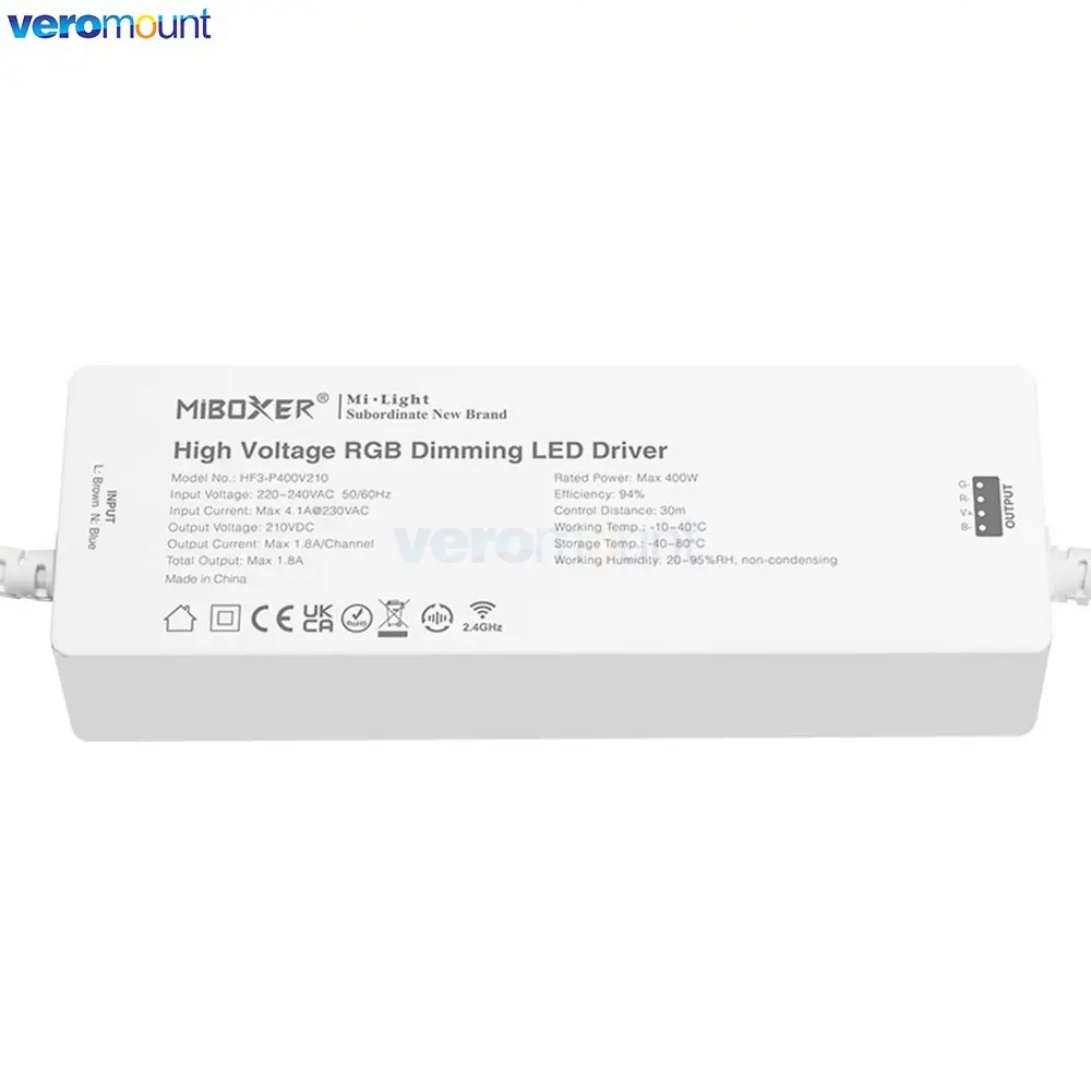 Miboxer แรงดันไฟฟ้า LED Driver สําหรับ AC 220V เดี่ยวสี Dual สีขาว RGB Strip เทป HF3-P400V210 2.4G RF Remote/APP/ควบคุมเสียง