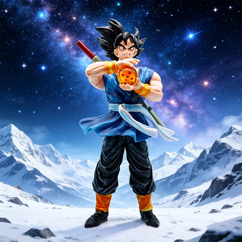 Estatua de Goku Super Saiyan Rage de Dragon Ball Z con Bola de Dragón, Figura de Anime para Decoración de Escritorio