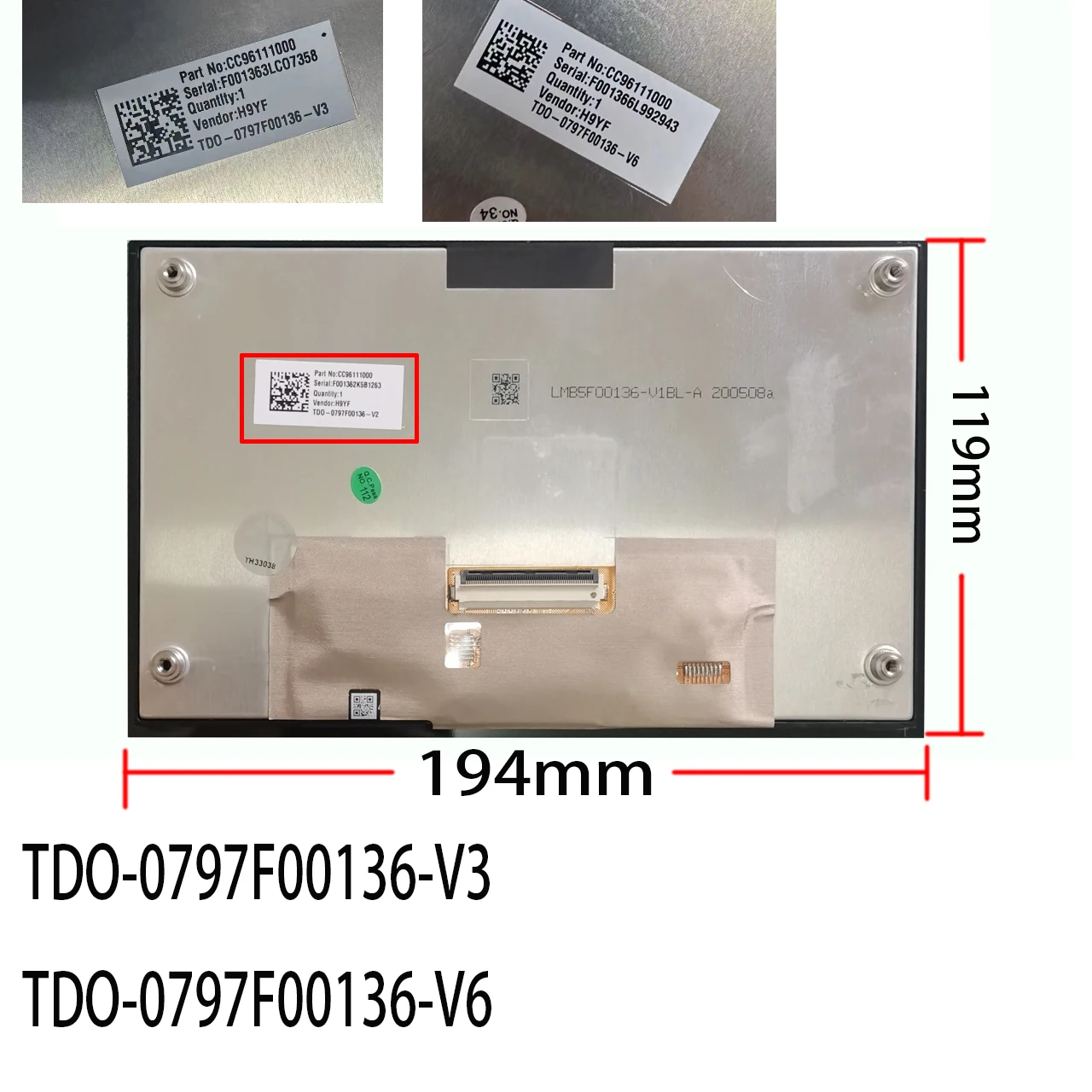 

Replacement LCD Display Touch screen For KIA Hyundai Radio navigation TDO-0797F00136-V6 TDO-0797F00136-V3 LMB5F00136