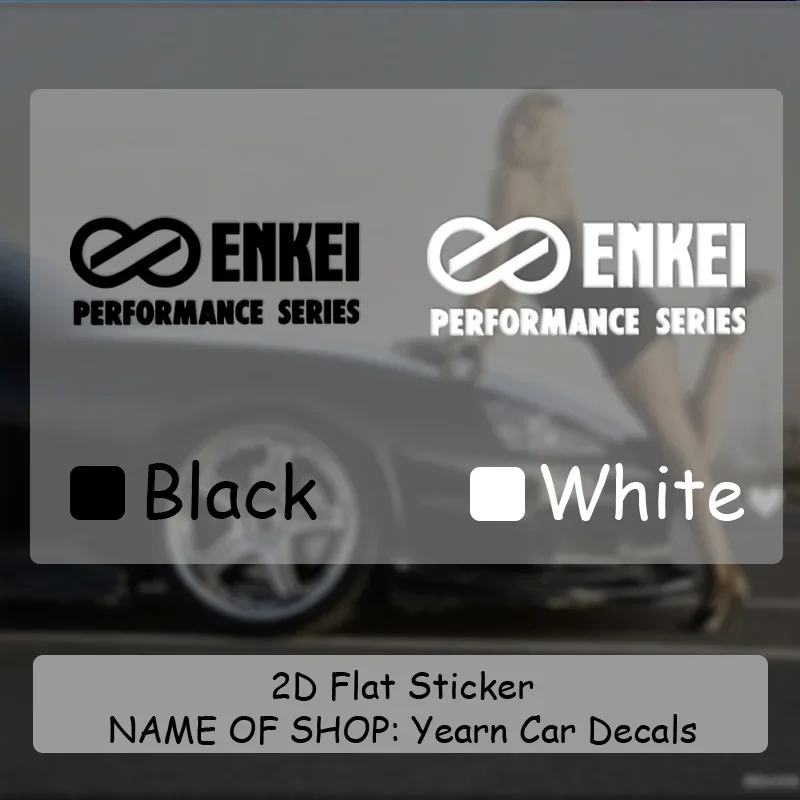 

ENKEI Logo Sticker - Blue Infinity Symbol, Black Text & Red "PERFORMANCE SERIES", Transparent JDM Decal, Waterproof & Durable