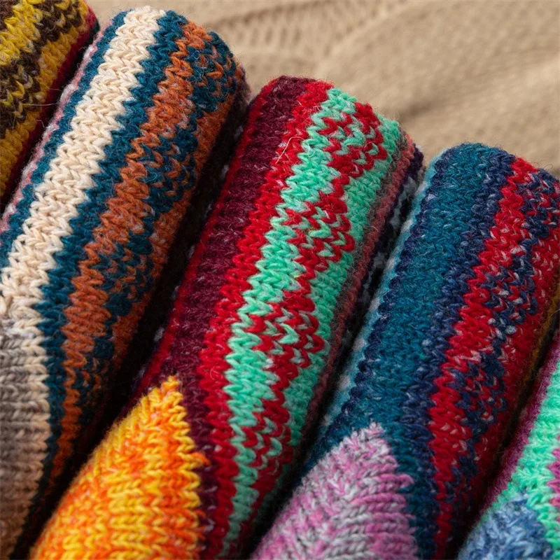 5 زوج الخريف/الشتاء الجوارب النسائية الدافئة العرقية نمط سميكة الدافئة المرأة الجوارب الصوفية الأوسط جوارب أنبوبية #4